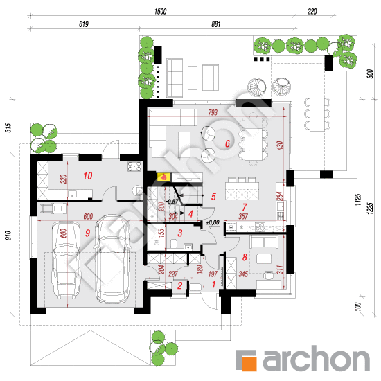 gotowy projekt Willa Karolina 3 (G2E) rzut parteru