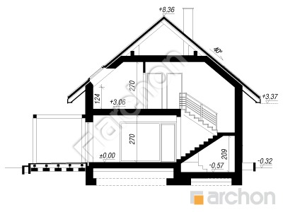 gotowy projekt Dom w malinówkach 46 (A) przekroj budynku