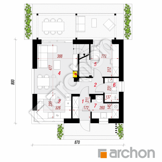gotowy projekt Dom w kronselkach rzut parteru