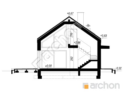 gotowy projekt Dom w kosaćcach 33 (AE) przekroj budynku