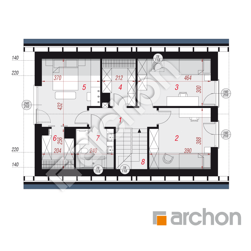 gotowy projekt Dom w malinówkach 57 (E) rzut poddasza