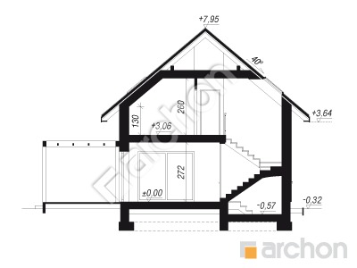 gotowy projekt Dom w malinówkach 57 (E) przekroj budynku