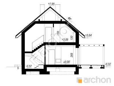 gotowy projekt Dom w malinówkach 57 (E) przekroj budynku