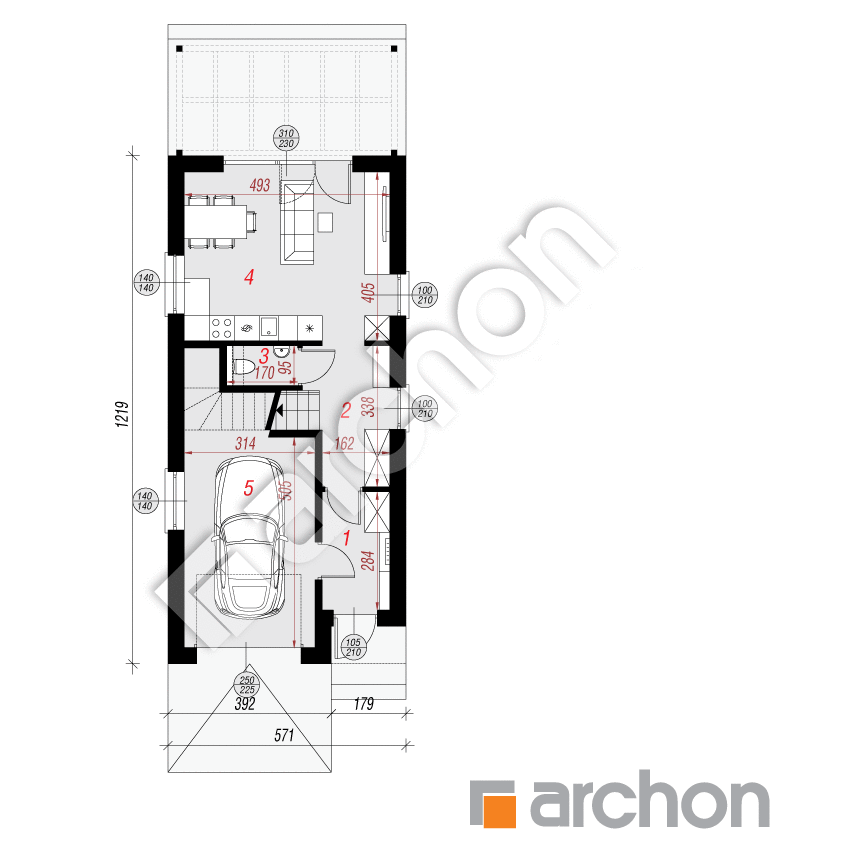 gotowy projekt Dom w ribesach 2 (G) rzut parteru