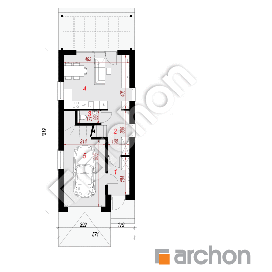 gotowy projekt Dom w ribesach 2 (G) rzut parteru