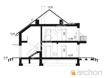 gotowy projekt Dom w bratkach 23 (R2S) przekroj budynku