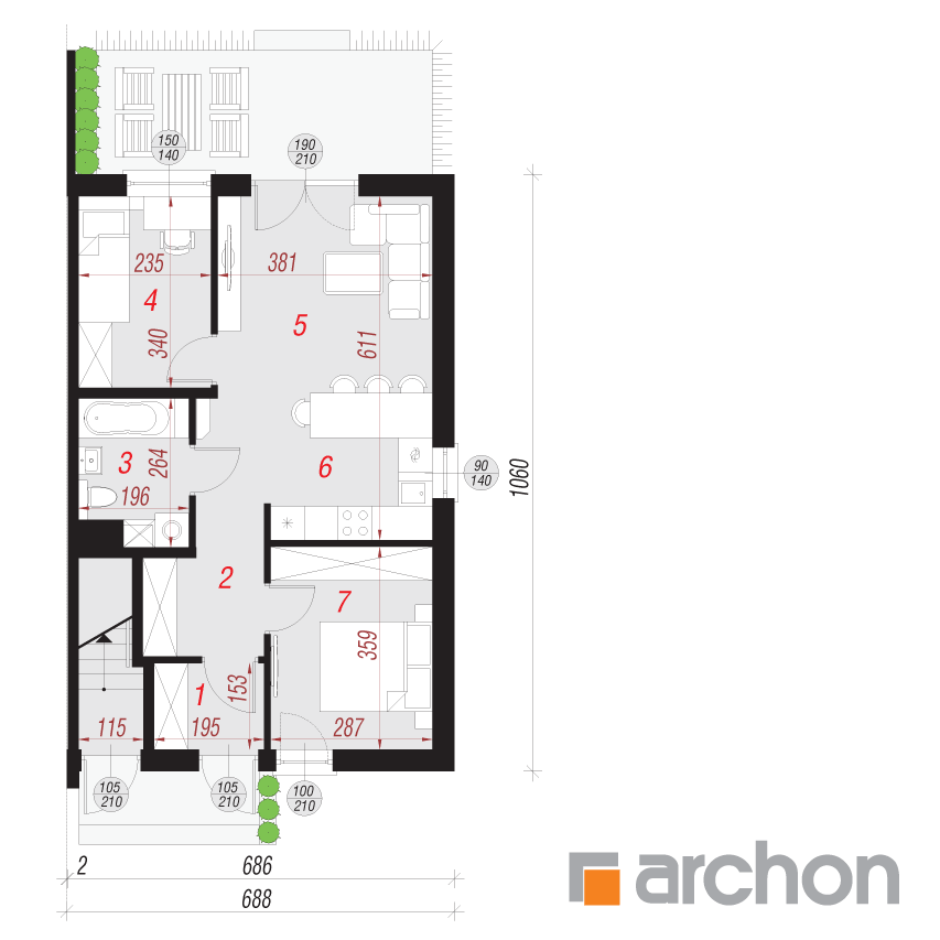 gotowy projekt Dom w bratkach (R2B) rzut parteru