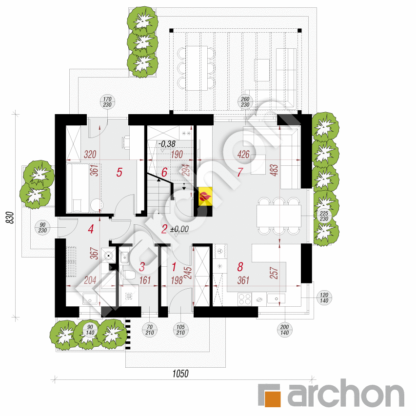 gotowy projekt Dom w nieszpułkach rzut parteru