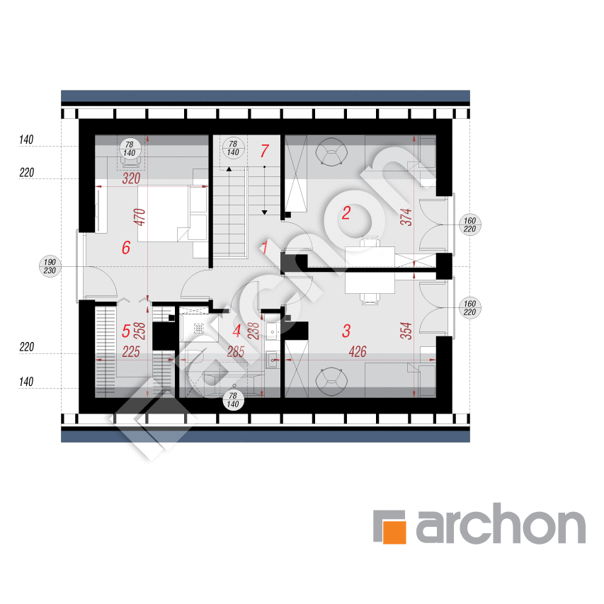 gotowy projekt Dom w nieszpułkach rzut poddasza