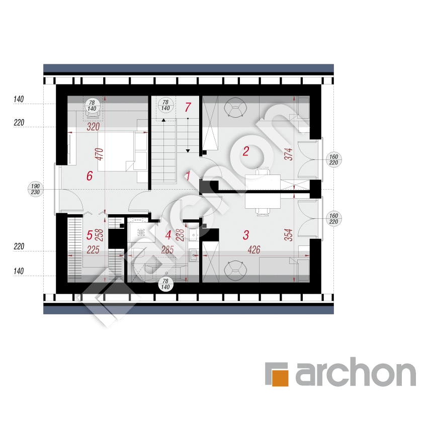 gotowy projekt Dom w nieszpułkach rzut poddasza