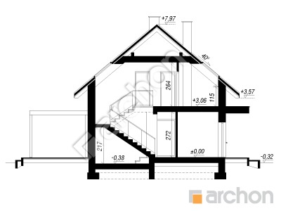 gotowy projekt Dom w nieszpułkach przekroj budynku