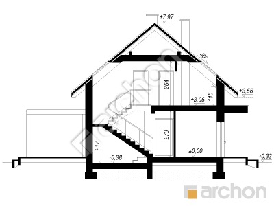 gotowy projekt Dom w nieszpułkach przekroj budynku