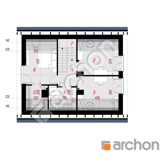 gotowy projekt Dom w nieszpułkach rzut poddasza