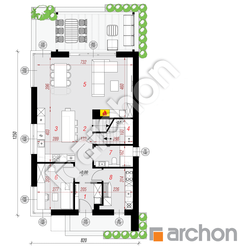gotowy projekt Dom w moringach 3 (E) rzut parteru
