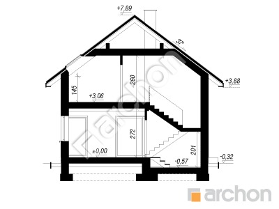 gotowy projekt Dom w moringach 3 (E) przekroj budynku