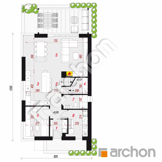 gotowy projekt Dom w moringach 3 (E) rzut parteru