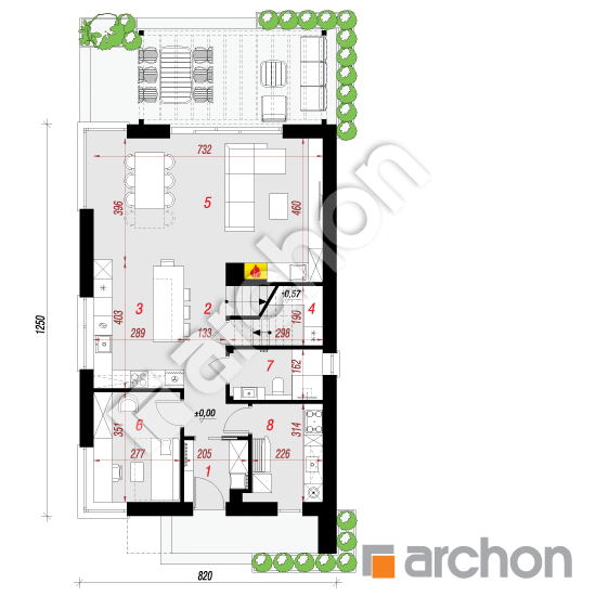 gotowy projekt Dom w moringach 3 (E) rzut parteru