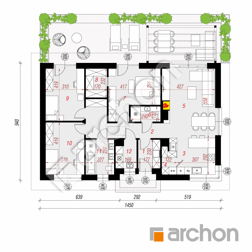 gotowy projekt Dom w kostrzewach 15 rzut parteru