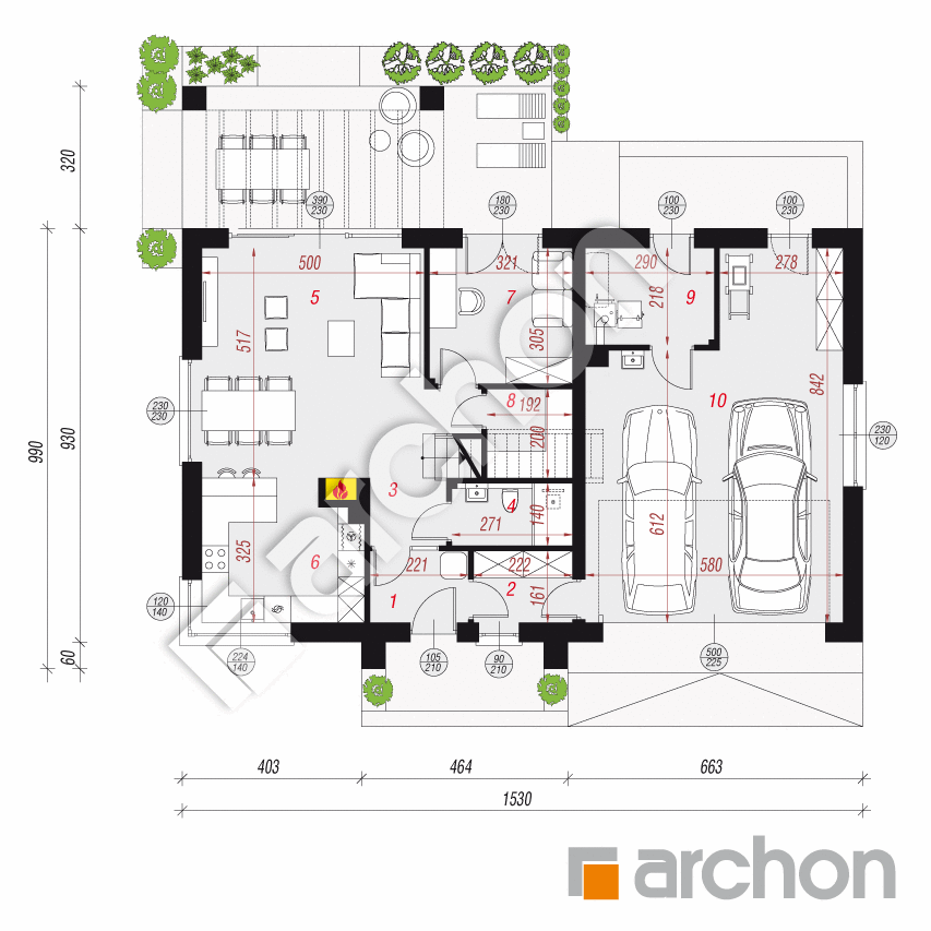 gotowy projekt Dom w balsamowcach 2 (G2) rzut parteru