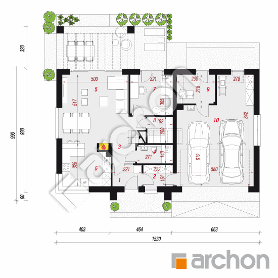 gotowy projekt Dom w balsamowcach 2 (G2) rzut parteru