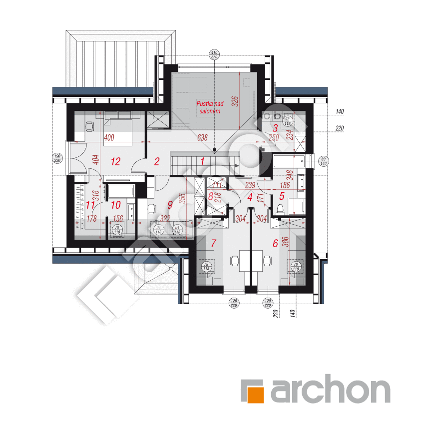 gotowy projekt Dom w mirabilisach (G2) rzut poddasza