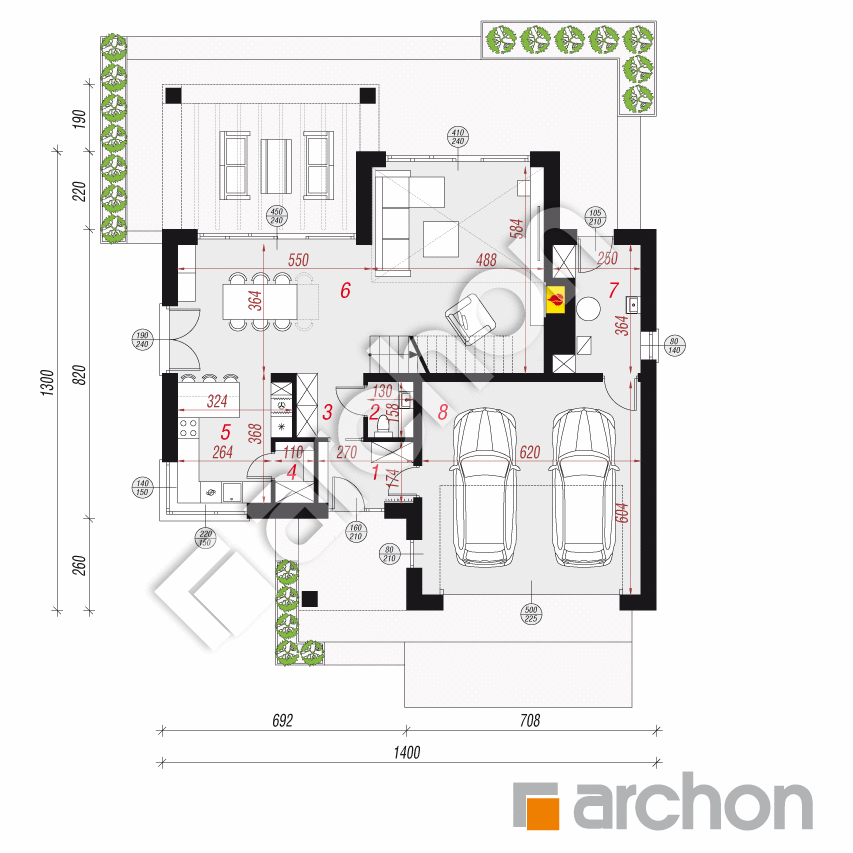 gotowy projekt Dom w mirabilisach (G2) rzut parteru