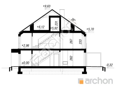 gotowy projekt Dom w riveach 9 (GS) przekroj budynku