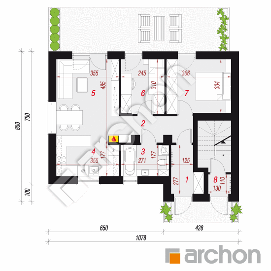 gotowy projekt Dom w halezjach 5 (R2) rzut parteru