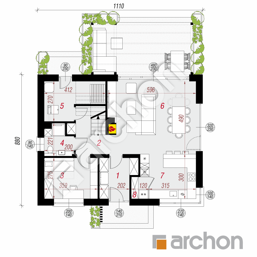 gotowy projekt Dom w beniaminkach (E) rzut parteru