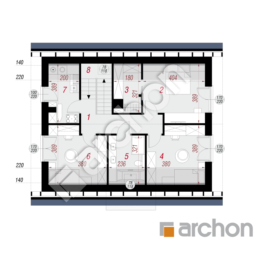 gotowy projekt Dom w beniaminkach (E) rzut poddasza