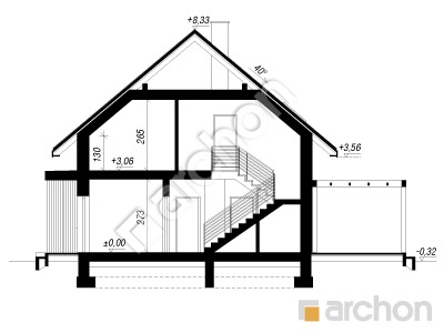 gotowy projekt Dom w beniaminkach (E) przekroj budynku