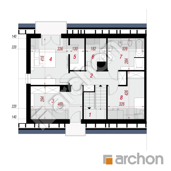 gotowy projekt Dom w zimokwiatach (B) rzut poddasza