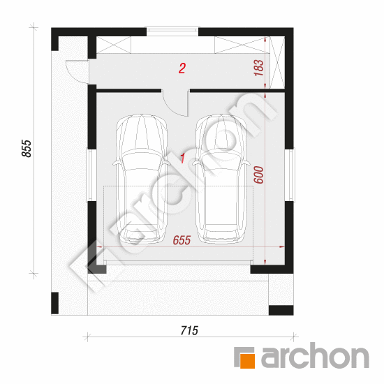 gotowy projekt Garaż 2-stanowiskowy G32 rzut parteru