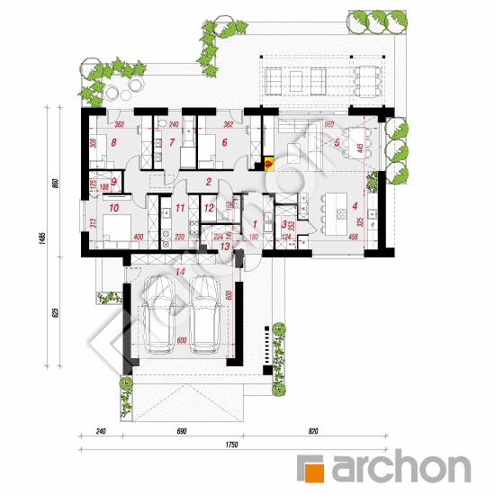gotowy projekt Dom w bakopach 4 (G2E) rzut parteru