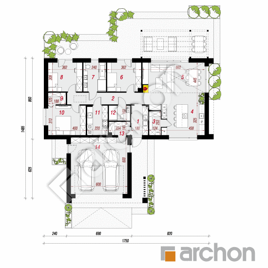 gotowy projekt Dom w bakopach 4 (G2E) rzut parteru
