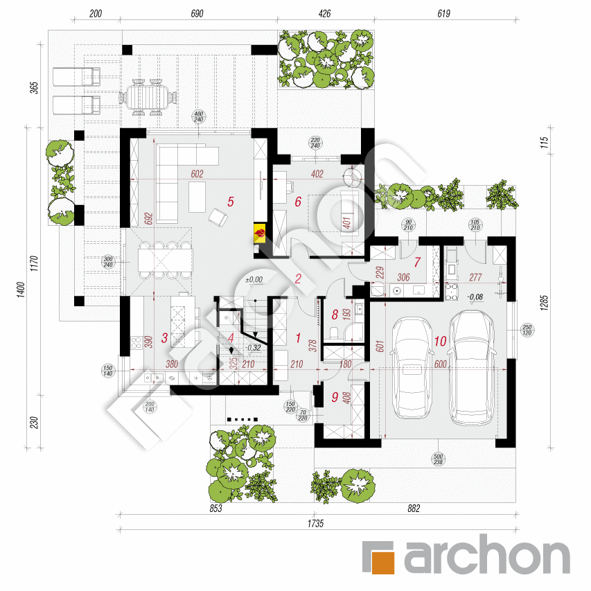 gotowy projekt Willa Oktawia 3 (G2E) rzut parteru