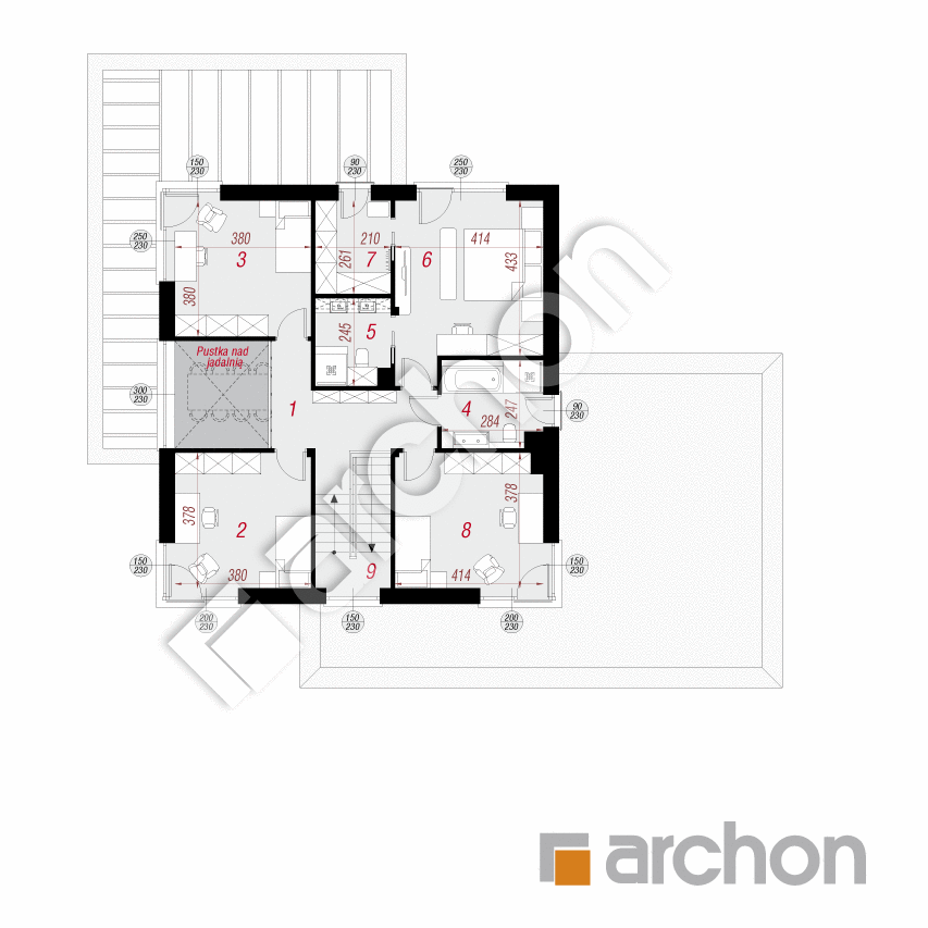 gotowy projekt Willa Oktawia 3 (G2E) rzut piętra