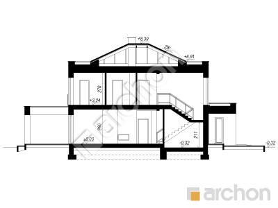 gotowy projekt Willa Oktawia 3 (G2E) przekroj budynku