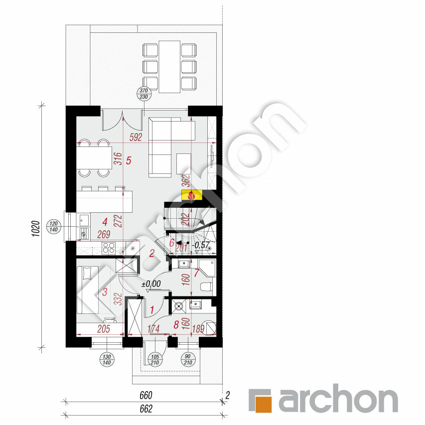 gotowy projekt Dom w tatarakach 2 (B) rzut parteru