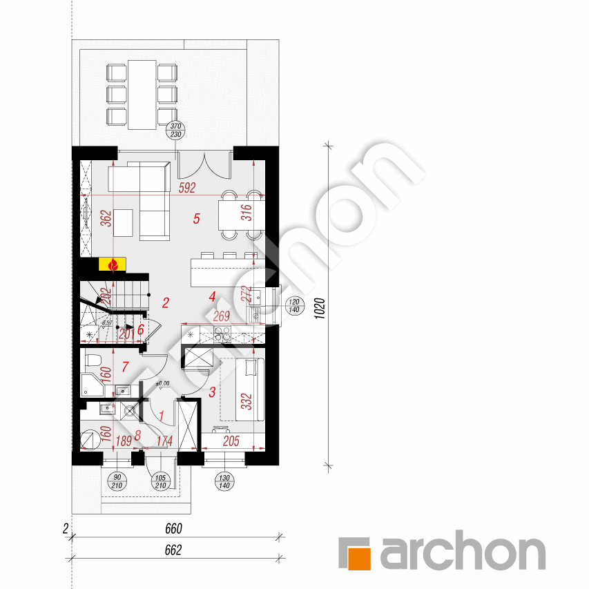 gotowy projekt Dom w tatarakach 2 (B) rzut parteru