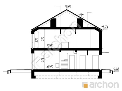 gotowy projekt Dom w tatarakach 2 (B) przekroj budynku