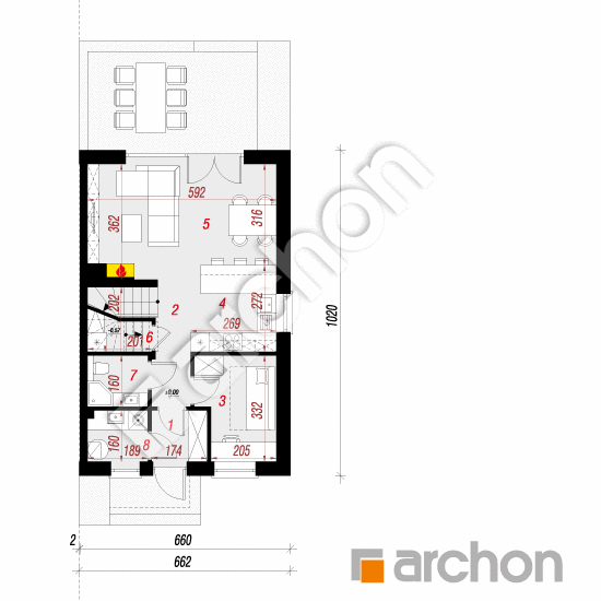 gotowy projekt Dom w tatarakach 2 (B) rzut parteru