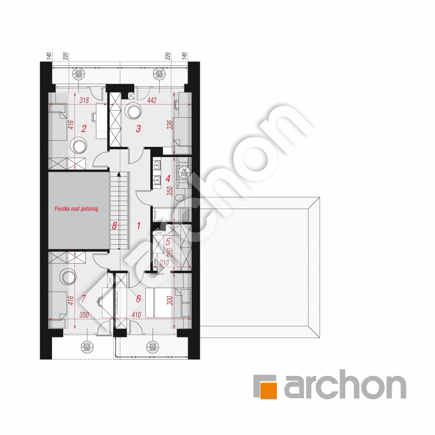 gotowy projekt Dom w jaskrzynach 3 (G2E) rzut poddasza