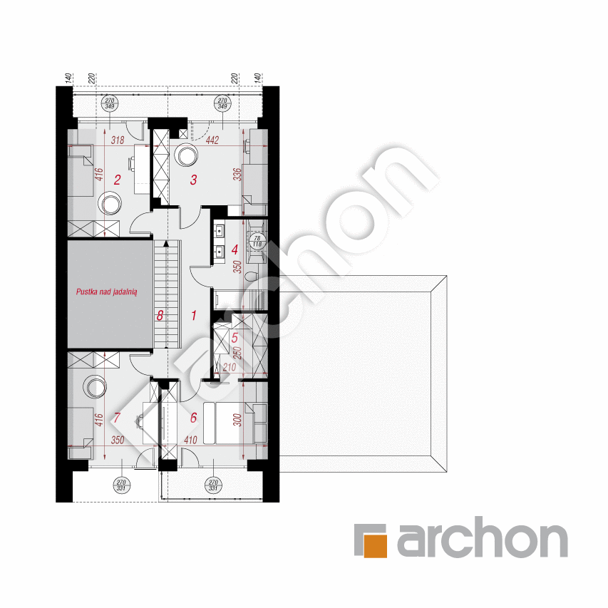 gotowy projekt Dom w jaskrzynach 3 (G2E) rzut poddasza