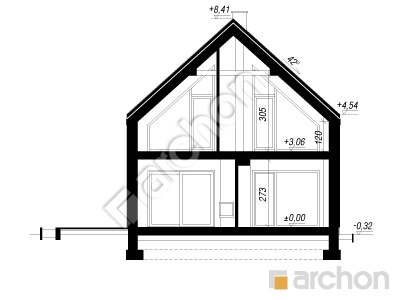 gotowy projekt Dom w jaskrzynach 3 (G2E) przekroj budynku