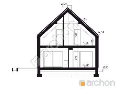 gotowy projekt Dom w jaskrzynach 3 (G2E) przekroj budynku
