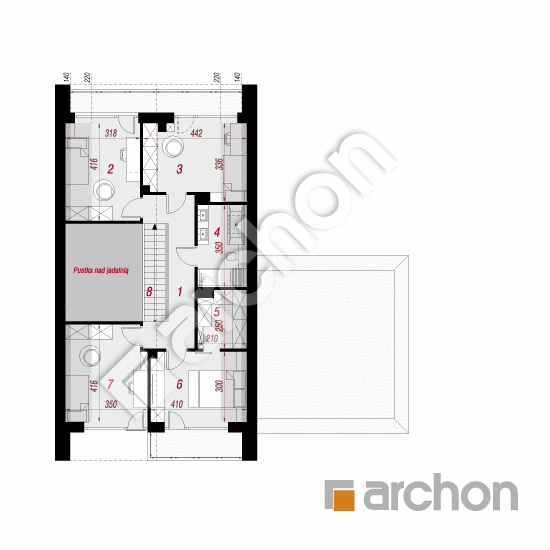 gotowy projekt Dom w jaskrzynach 3 (G2E) rzut poddasza