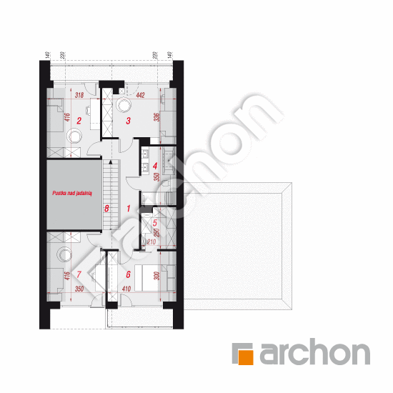 gotowy projekt Dom w jaskrzynach 3 (G2E) rzut poddasza