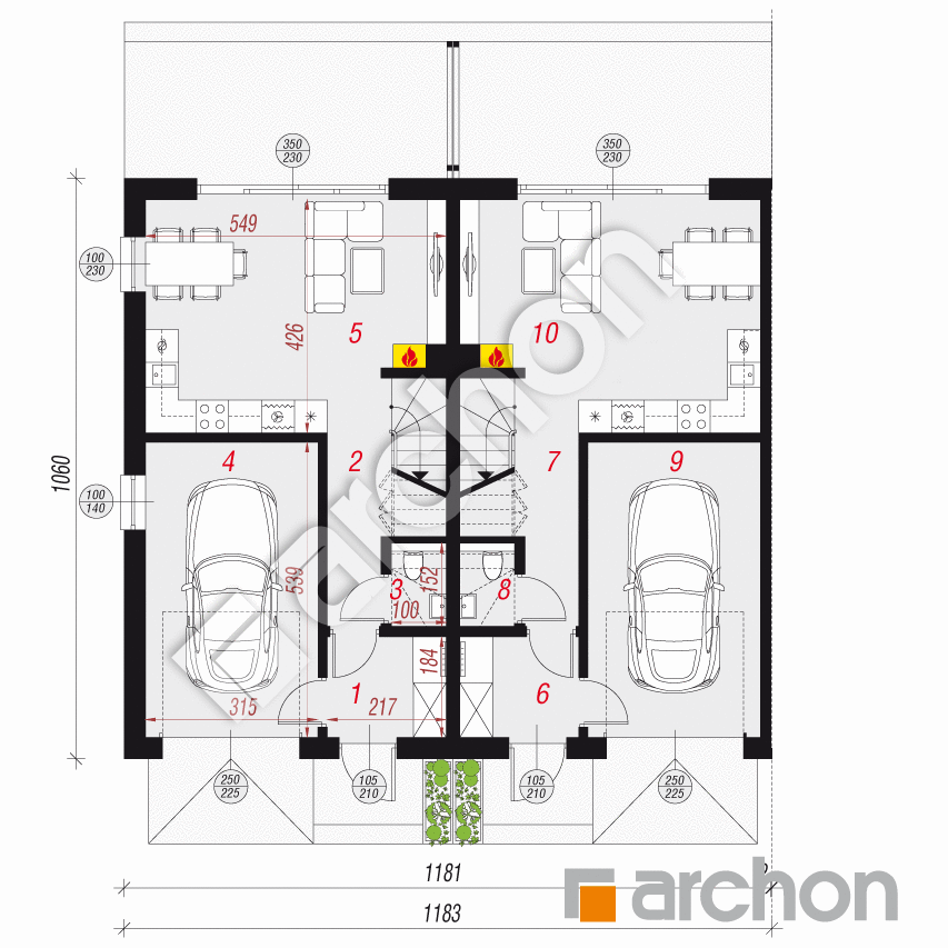 gotowy projekt Dom w riveach 16 (GR2B) rzut parteru