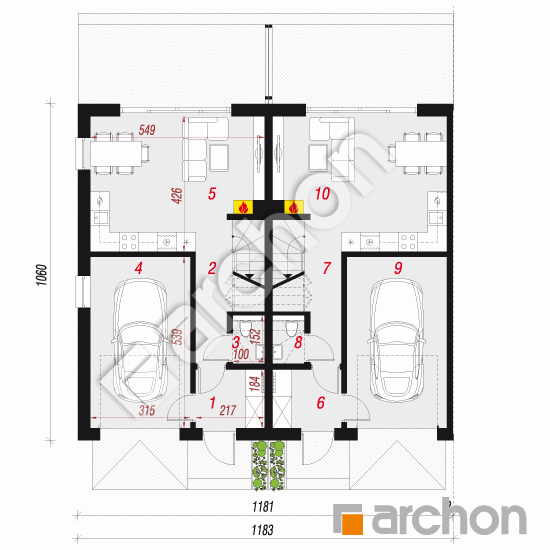 gotowy projekt Dom w riveach 16 (GR2B) rzut parteru